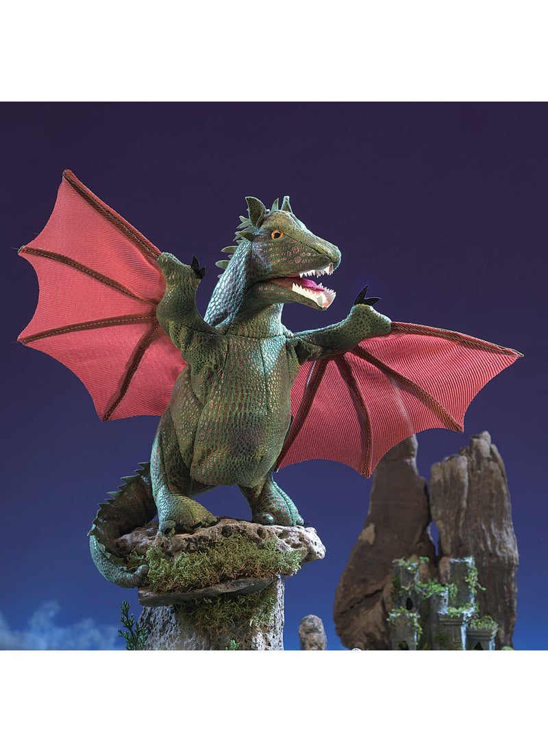 Folkmanis Folkmanis Winged Dragon Hand Puppet, Green, red, 1 ea  - Image 2