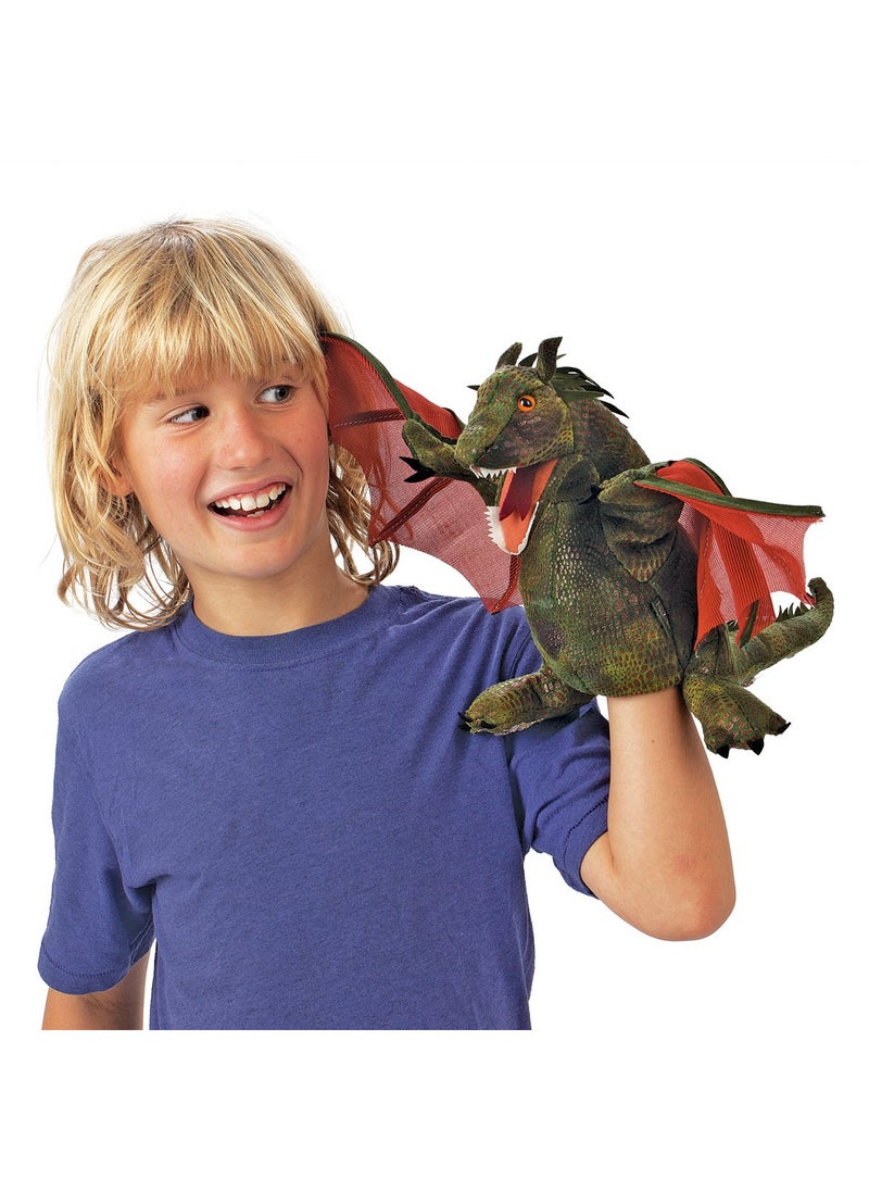 Folkmanis Folkmanis Winged Dragon Hand Puppet, Green, red, 1 ea  - Image 3