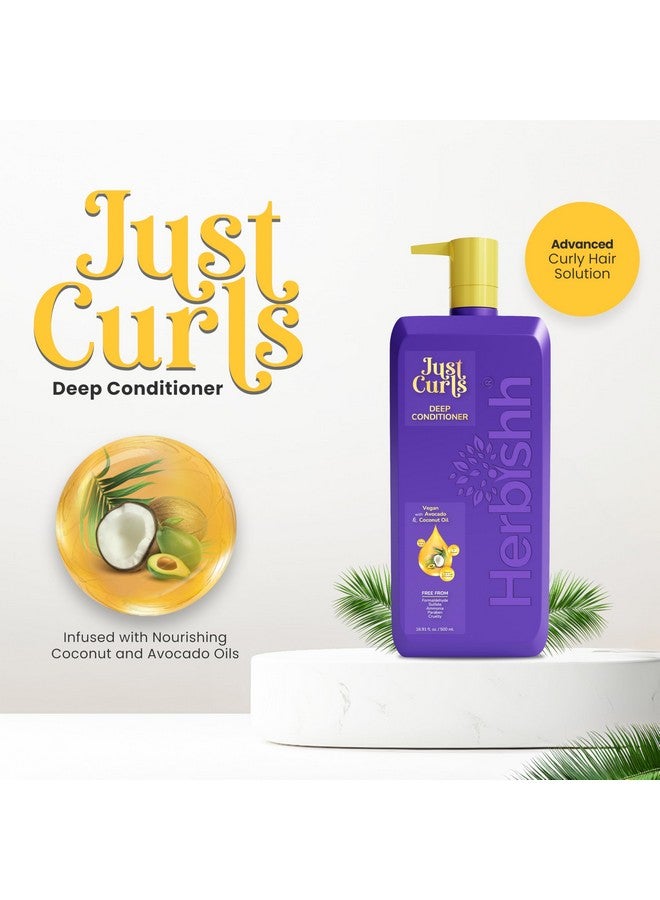 Herbishh Just Curls Deep Conditioner for Curly, Wavy Hair, 500ml, Avocado & Coconut Oil, Vegan, Curlfaction & Dry Damaged, Detangler - Image 2