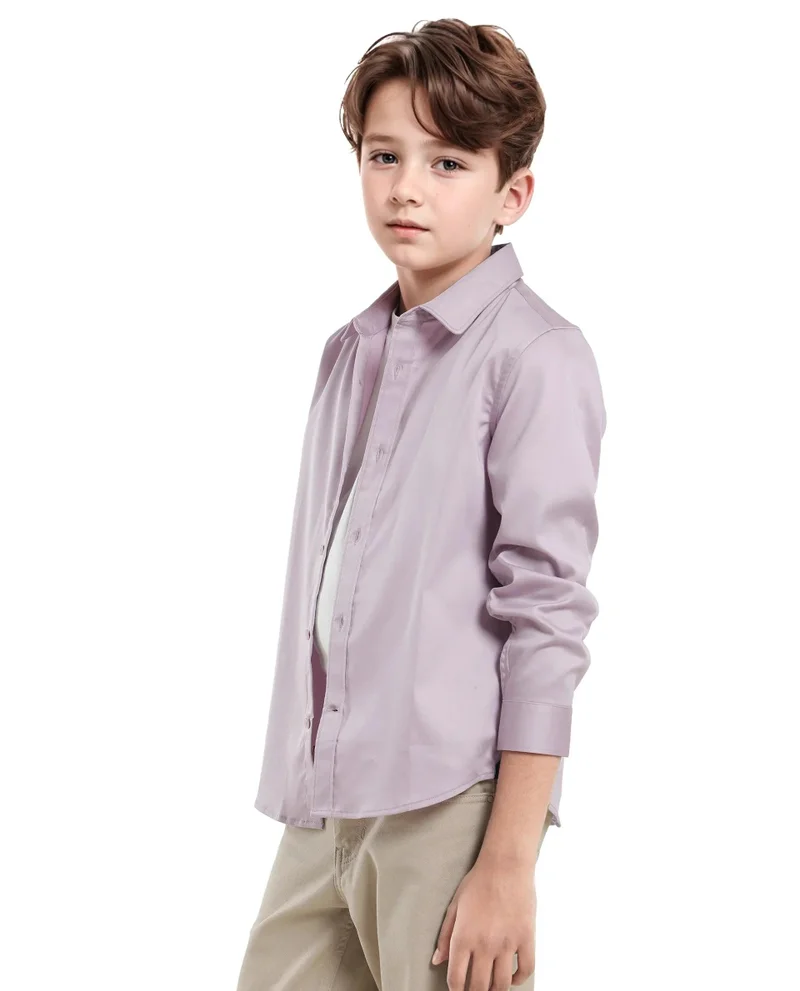 رير ونز Rare Ones Kids Holo Pastel Purple Cotton Blend Full Sleeve Button Solid Regular Fit Shirt