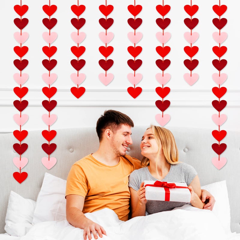 Peclek 72 Pcs Red Hearts Felt Garland - NO DIY Required - Valentines Day Red Heart Hanging String Garland for Valentine's Day Decorations Wedding Anniversary Birthday Party Supplies (Multicolor) - Image 3