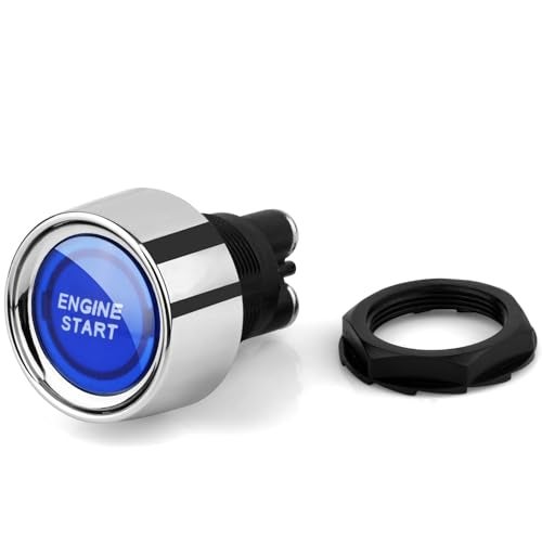 Jtron Start Switch 12v DC 50A Blue Car Start Engine Button Stater，Jtron Push Button Light Switch Push Start Ignition Switch for Racing SPST(ON)-Off Momentary (Blue) - Image 2