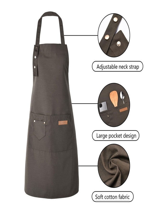 Tosewever Art Aprons for Women Painting Pottery Baking, Mens Buckle Straps Kitchen Apron with Pockets for Chef Cooking (Grayish green) - Image 2