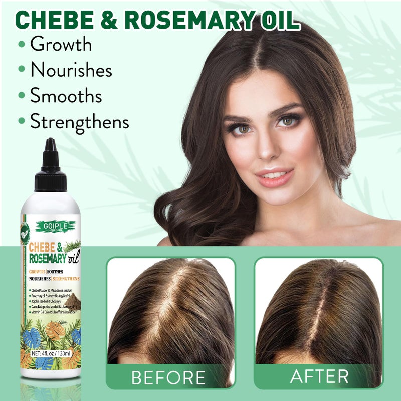 Goiple 4 FLOZ Chebe&Rosemary Hair Oil for Hair Growth Chebe Oil Moisturizer for Scalp, African Chebe Powder for Hair Growth Stronger, Thicker, Longer Hair, Natural Rosemary Hair Growth Oil for All Hair Types - Image 4