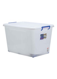 Stackable Plastic Storage Box with 4 In-Line Pulleys and Lid White 110 L K-1200