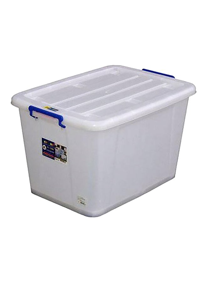 KEYWAY - Stackable Plastic Storage Box with 4 In-Line Pulleys and Lid White 110 L K-1200 - Image 1