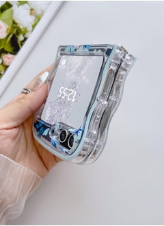 Excefore Designed for Galaxy Z Flip 5 Case, Curly Wave Frame Cute Flower Cover Shockproof Protective Phone Case for Samsung Flip 5 5G, Purple Flower  - Image 5