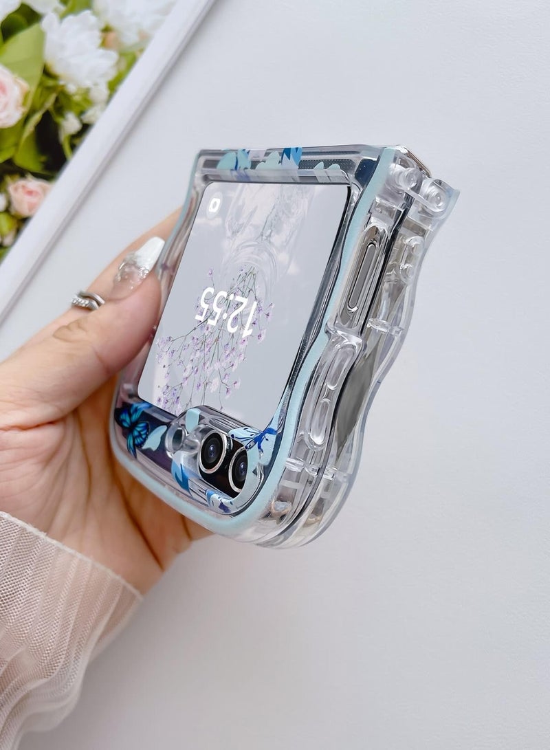 Excefore Designed for Galaxy Z Flip 5 Case, Curly Wave Frame Cute Flower Cover Shockproof Protective Phone Case for Samsung Flip 5 5G, Purple Flower  - Image 5