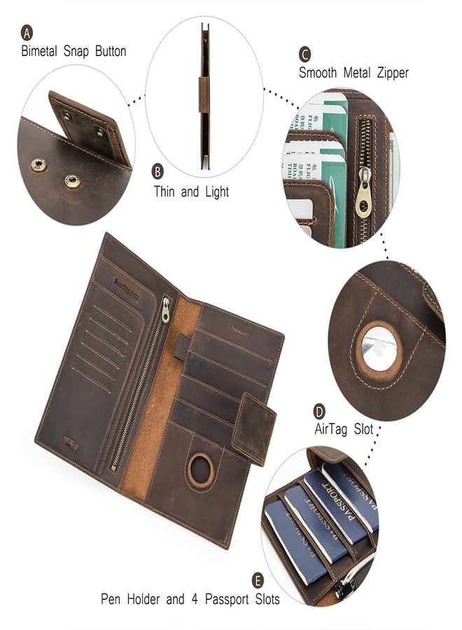 كونتاكتس حامل جوازات سفر عائلي من الجلد الطبيعي بالكامل من كونتاكتس، يتسع لأربعة جوازات سفر، مزود بتقنية حجب RFID، مع 4 فتحات لجوازات السفر و6 فتحات للبطاقات (بني). - Image 5