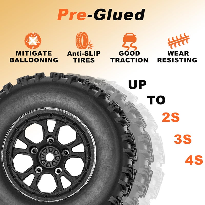 Rc Station 12Mm Hex Rc Wheels And Tires 4Pcs 1/10 Scale Rc Short Course Truck Tires For 4X4 2Wd Traxxas Slash Arrma Senton Tires And Wheels Preglued With Foam Inserts Rc Wheel Rim And Tires - Image 3
