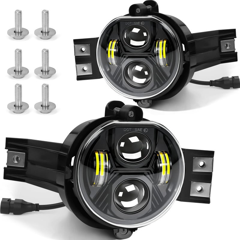 KARSAM Upgraded Ram 1500 LED Fog Lights for Dodge Ram 1500/2500/3500 2002 2003 2004 2005 2006 2007 2008 2009 Pickup Truck Accessories, 80W Fog Light Assembly Replacement Kit,DOT Front Bumper Fog Lamps - Image 1