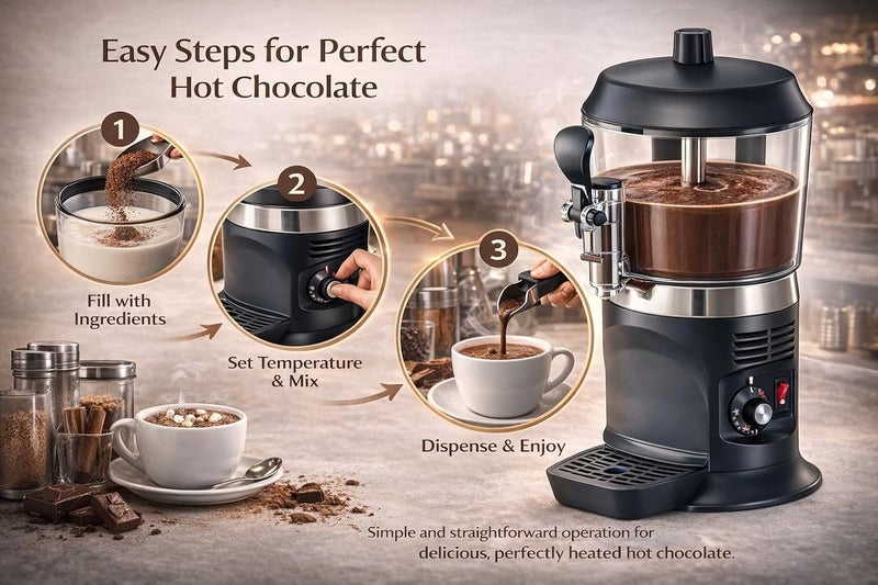 12 Cups Jelco Commercial Hot Chocolate Machine Electric 5L Hot Chocolate Dispenser Warmer for Heating Chocolate, Coffee, Milk, Tea, - Image 2