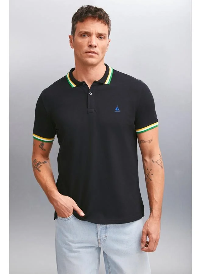 GRIMELANGE Grimelange Xander Men's Black Polo Neck T-Shirt
