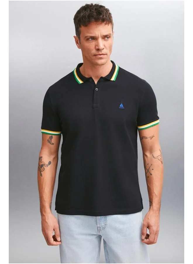 GRIMELANGE Grimelange Xander Men's Black Polo Neck T-Shirt