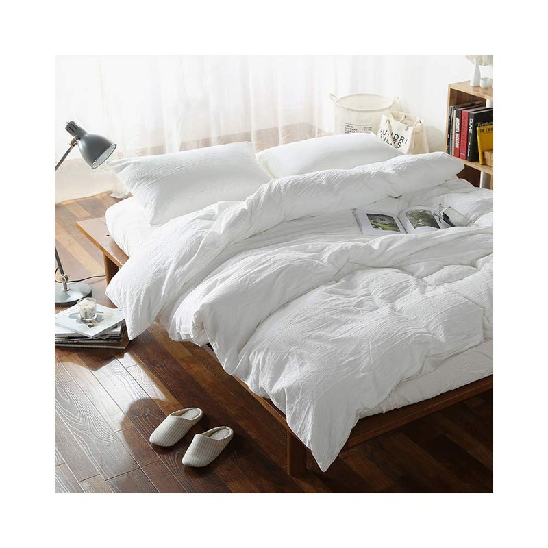 غطاء لحاف FYDreams 100 قطن مغسول لبطانية الوزن 48x72 بوصة مع 8 روابط بسحاب على الجانب الطويل أبيض فقط غطاء لحاف