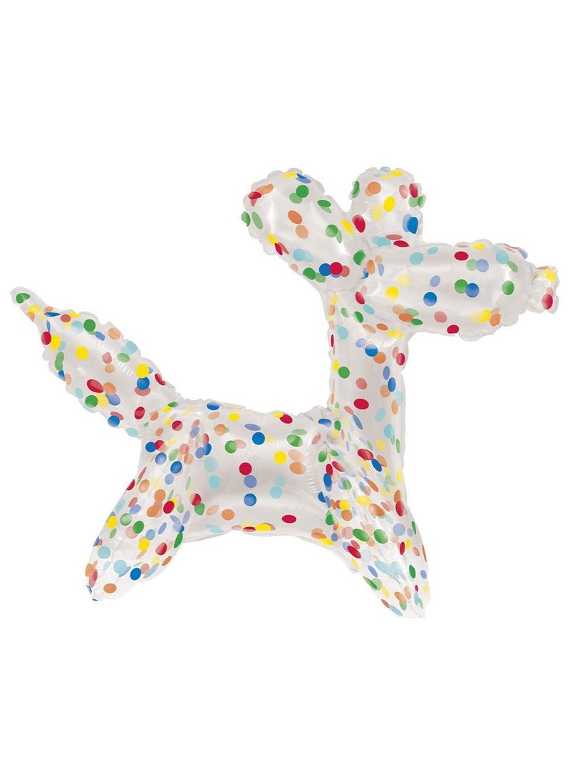 Unique Dog Shape Balloon Transparent Rainbow Dots 43x50 cm - Image 1