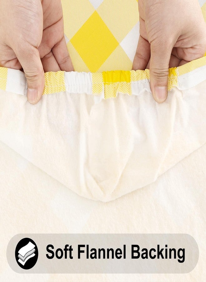 Smiry Rectangle Picnic Table Cloth, Elastic Waterproof Fitted Vinyl Tablecloths, Flannel Backed Buffalo Plaid Table Covers for Dining, Camping, Outdoor (White and Yellow, 30" x 72") - Image 5