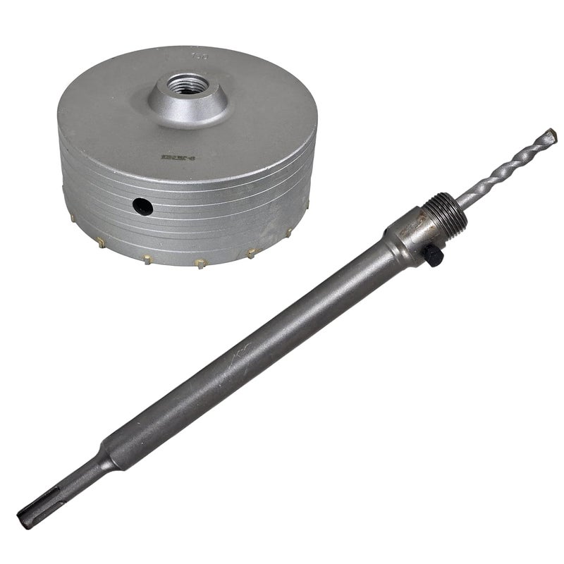 Digital Craft 150mm Concrete Hole Saw Cutter with 400mm Depth – Heavy Duty Wall Core Drill Bit for Cement, Stone & Brick – SDS Impact Drill Round Shank with Connecting Rod - Image 1