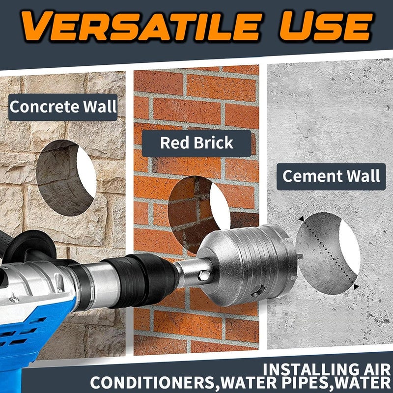 Digital Craft 150mm Concrete Hole Saw Cutter with 400mm Depth – Heavy Duty Wall Core Drill Bit for Cement, Stone & Brick – SDS Impact Drill Round Shank with Connecting Rod - Image 4