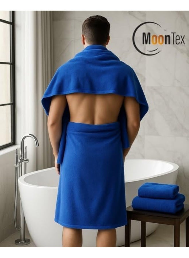 بشكير قطن طبيعي 100% لون أزرق ملكي مقاس 90×180 سم – فخمة عالية الامتصاص – Moontex - Image 1