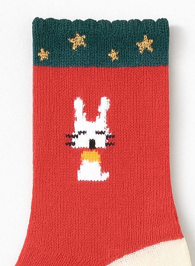 Nat Kids Cotton Crew Socks Pack of 4 - Assorted Colours & Designs - Anti-Skid, Soft & Breathable for Boys & Girls (1-2 Years) - Image 3