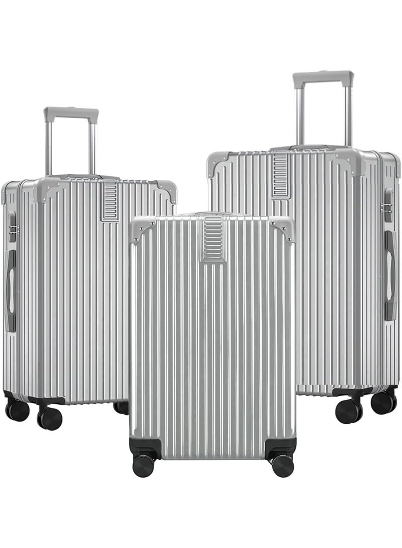 AUTOYSUR Luggage Sets,Expandable Hardshell Luggage,3-piece (20/24/28)" Suitcase Sets,with Universal Wheels,ABS+PC Lightweight Travel Luggage with Lock Silver - Image 1