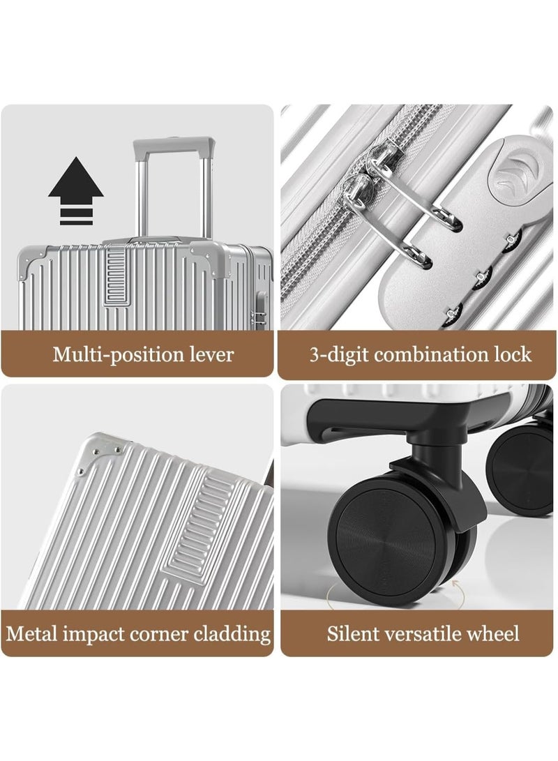 AUTOYSUR Luggage Sets,Expandable Hardshell Luggage,3-piece (20/24/28)" Suitcase Sets,with Universal Wheels,ABS+PC Lightweight Travel Luggage with Lock Silver - Image 4