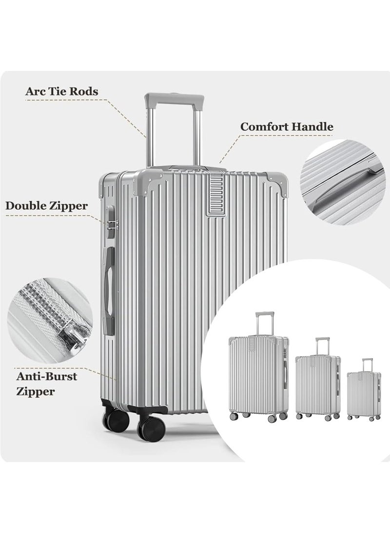 AUTOYSUR Luggage Sets,Expandable Hardshell Luggage,3-piece (20/24/28)" Suitcase Sets,with Universal Wheels,ABS+PC Lightweight Travel Luggage with Lock Silver - Image 3