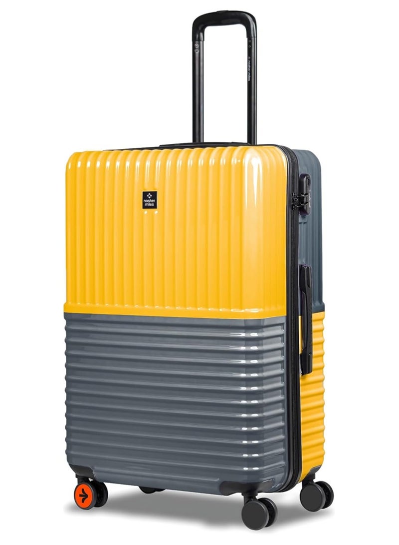 nasher miles Nasher Miles Istanbul Hard-Sided ABS and PC Check-in Luggage 24 inch | 65cm | 8 Wheels Medium Trolley Bag for Travel | Suitcase (Yellow Grey)  - Image 1