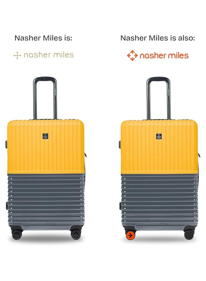 nasher miles Nasher Miles Istanbul Hard-Sided ABS and PC Check-in Luggage 24 inch | 65cm | 8 Wheels Medium Trolley Bag for Travel | Suitcase (Yellow Grey)  - Image 2