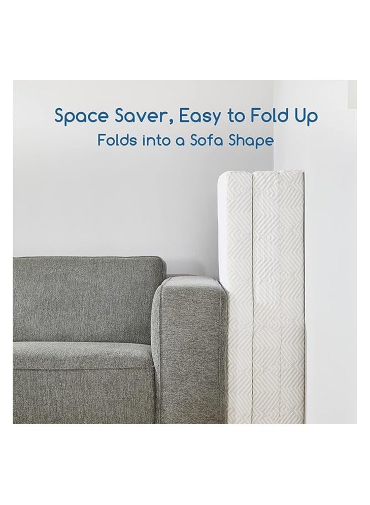 Comfy مرتبة كلاسيكية قابلة للطي مريحة طبية بيضاء محمولة 180 × 90 × 10 سم مبطنة ساتان - Image 3