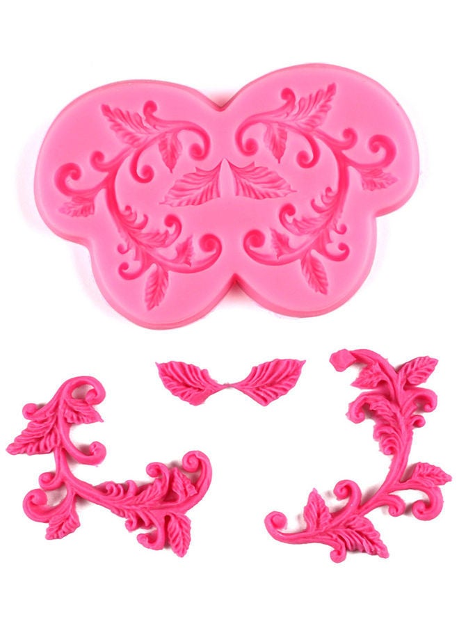 NIBEMINENT Leaf Floral Silicone Fondant Cake Mold Pink - Image 2