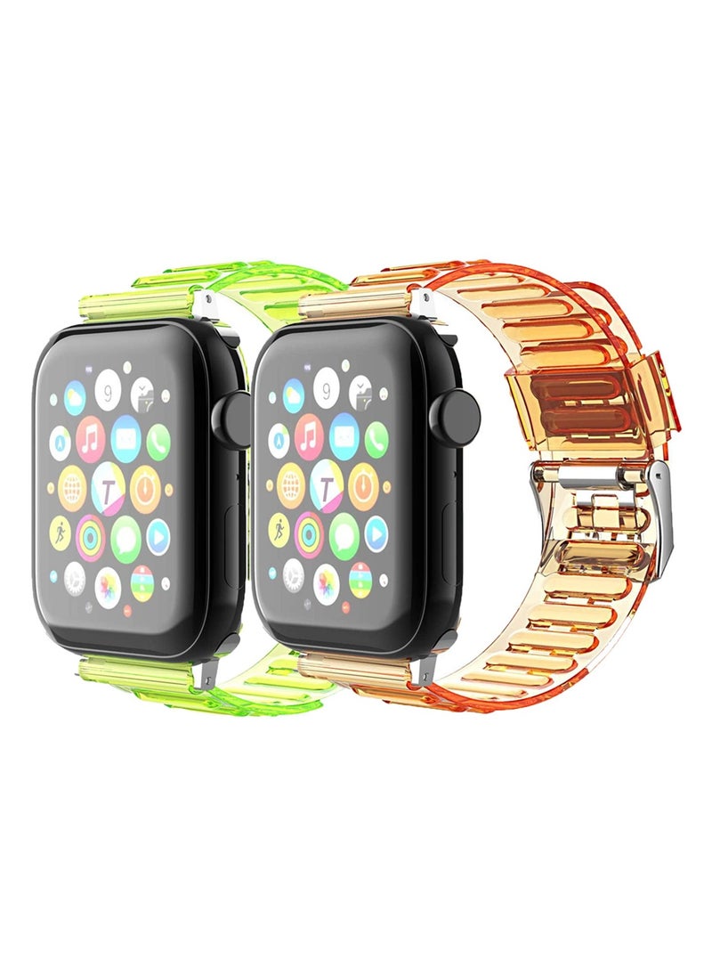 TEMPO (Pack of 2) Clear Sport Band Compatible with Apple Watch Ultra 2/1 Ultra 49mm 46mm 45mm 44mm 42mm for Men Women, Soft TPU ,Waterproof Strap for iWatch Series 10 9 8 7 6 5 4 3 2 1 SE  - Image 1