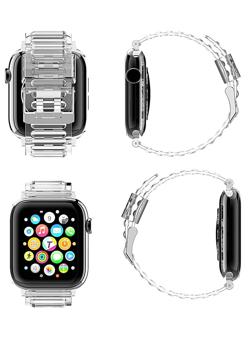 TEMPO (Pack of 2) Clear Sport Band Compatible with Apple Watch Ultra 2/1 Ultra 49mm 46mm 45mm 44mm 42mm for Men Women, Soft TPU ,Waterproof Strap for iWatch Series 10 9 8 7 6 5 4 3 2 1 SE  - Image 2