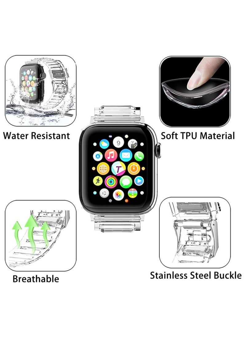 TEMPO (Pack of 2) Clear Sport Band Compatible with Apple Watch Ultra 2/1 Ultra 49mm 46mm 45mm 44mm 42mm for Men Women, Soft TPU ,Waterproof Strap for iWatch Series 10 9 8 7 6 5 4 3 2 1 SE  - Image 3