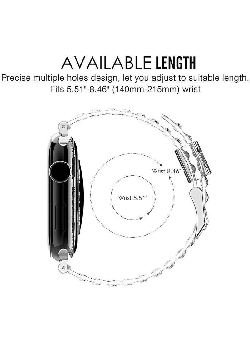 TEMPO (Pack of 2) Clear Sport Band Compatible with Apple Watch Ultra 2/1 Ultra 49mm 46mm 45mm 44mm 42mm for Men Women, Soft TPU ,Waterproof Strap for iWatch Series 10 9 8 7 6 5 4 3 2 1 SE  - Image 4