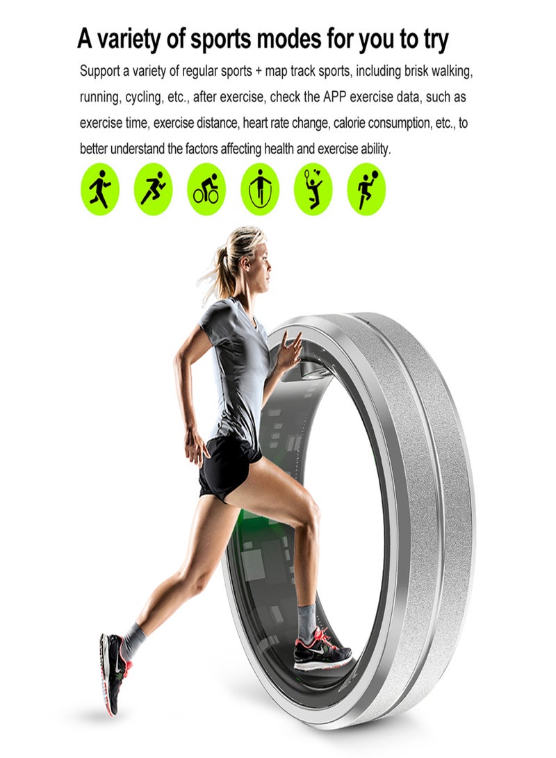 خاتم ذكي SR1، خاتم ذكي متعدد الرياضات، تسجيل معدل ضربات القلب أثناء النوم، مقاوم للماء IP68، عمر بطارية طويل، حلقات تتبع اللياقة البدنية، تطبيق للرجال والنساء - Image 4