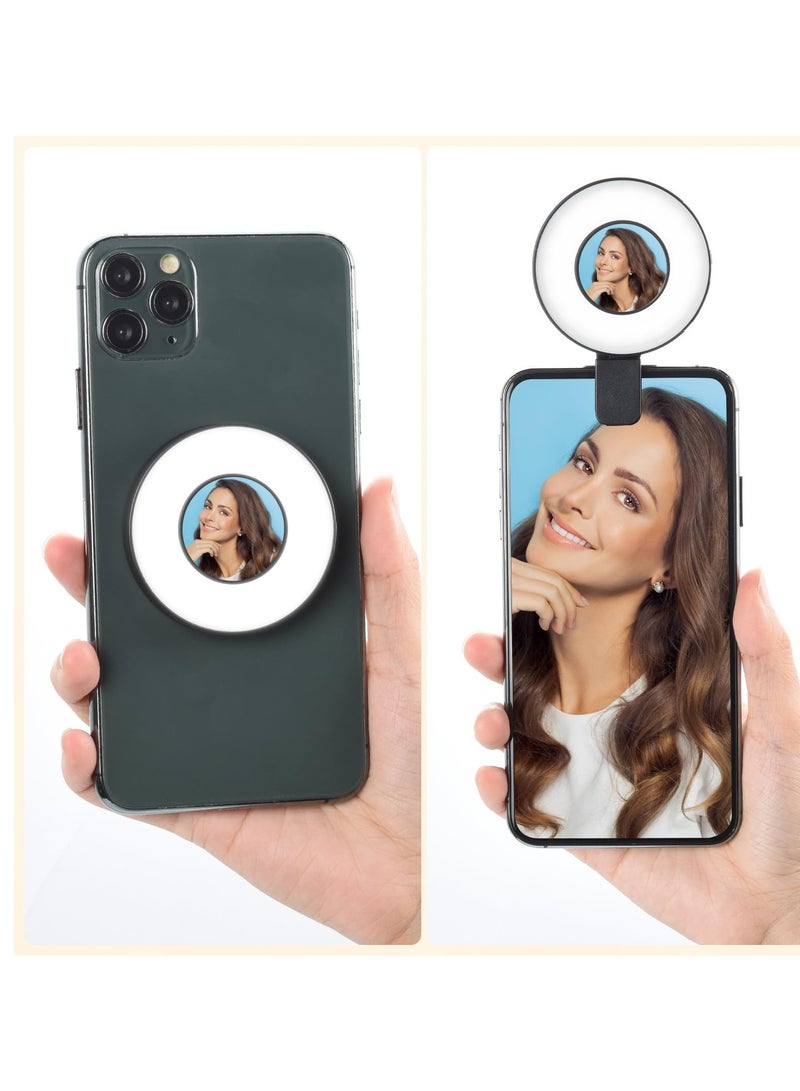 Excefore Magnetic Ring Light for Phone , LED Phone Light with Clip, Magnetic Back Selfie Light for iPhone and Android, Rechargeable LED Selfie Ring Light for Makeup, Video Conference, Camera, TikTok, Black - Image 5