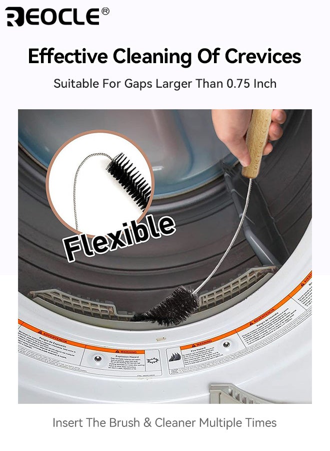 ريوكل طقم مكون من 4 قطع لتنظيف فتحات مجفف الملابس، يشمل فرشاة لإزالة الوبر، وفرشاة مرنة للزوايا، وفرشاة غسالة الملابس، أدوات تنظيف متعددة الاستخدامات مثالية لغرفة الغسيل - Image 3