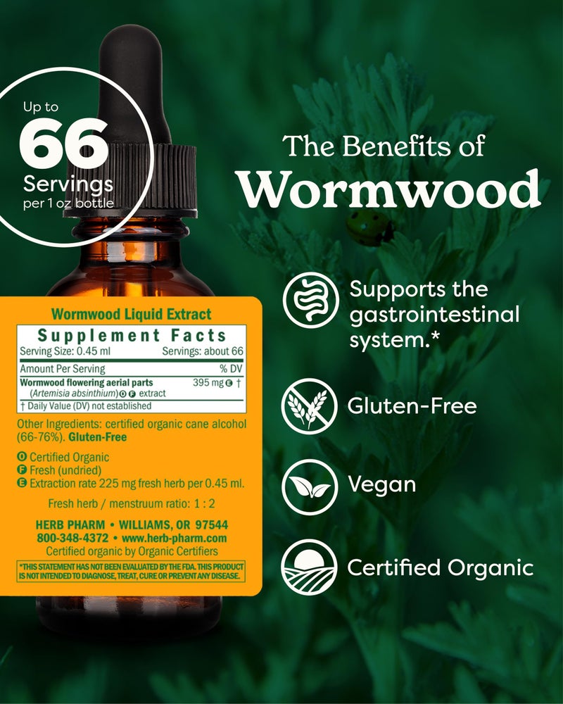 Herb Pharm Certified Organic Wormwood Liquid Extract for Digestive System Support - 1 Ounce - Image 2