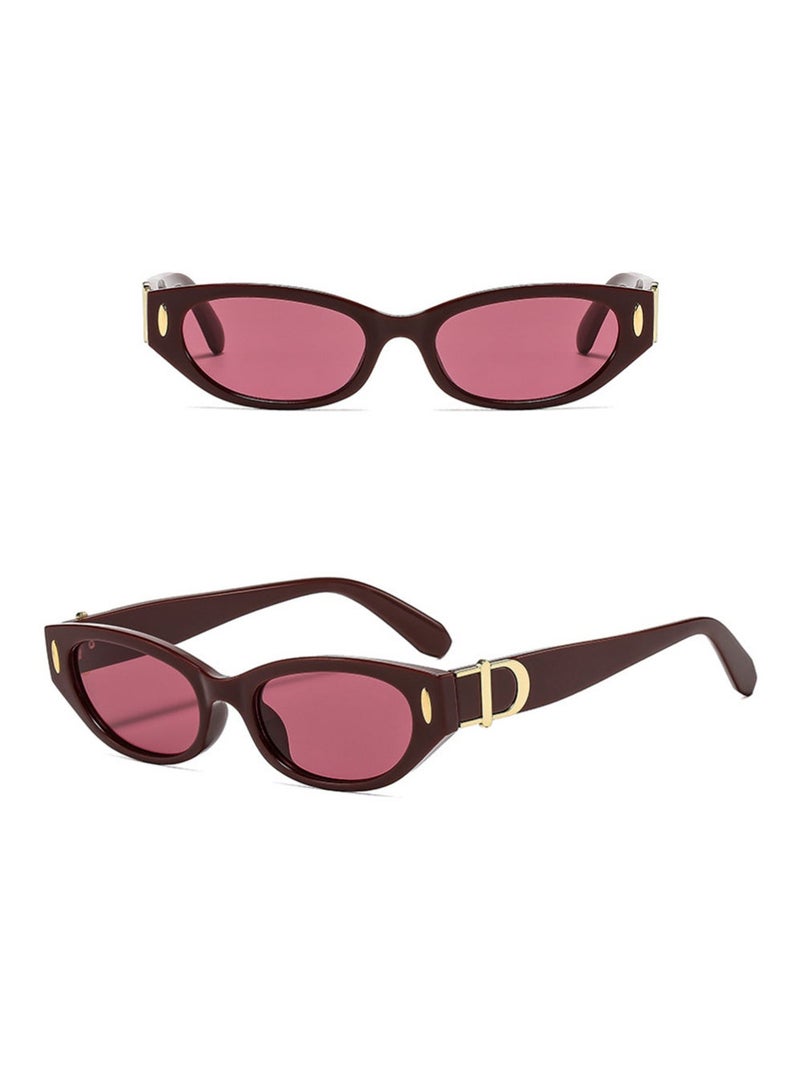 بينكو نظارات شمسية عصرية بإطار صغير، قابلة للتخصيص، حماية من الأشعة فوق البنفسجية، للجنسين، مرصعة بمعدن، بتصميم عين القطة، لون أحمر - Image 3