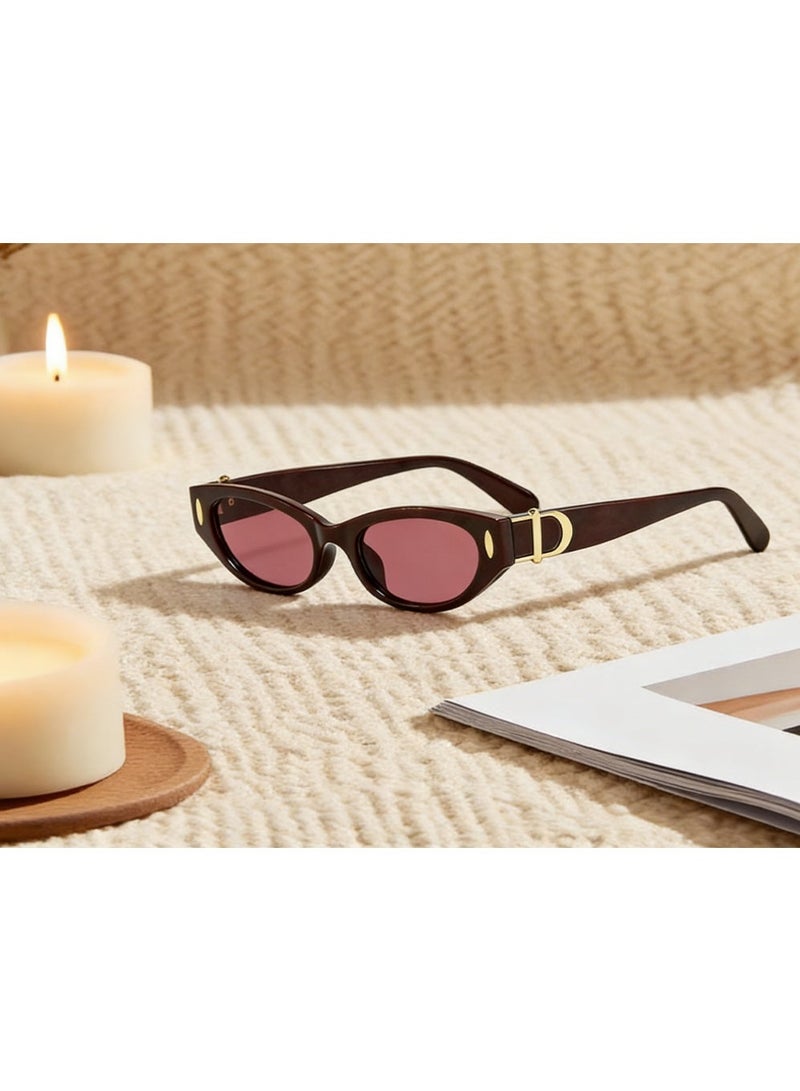 بينكو نظارات شمسية عصرية بإطار صغير، قابلة للتخصيص، حماية من الأشعة فوق البنفسجية، للجنسين، مرصعة بمعدن، بتصميم عين القطة، لون أحمر - Image 2