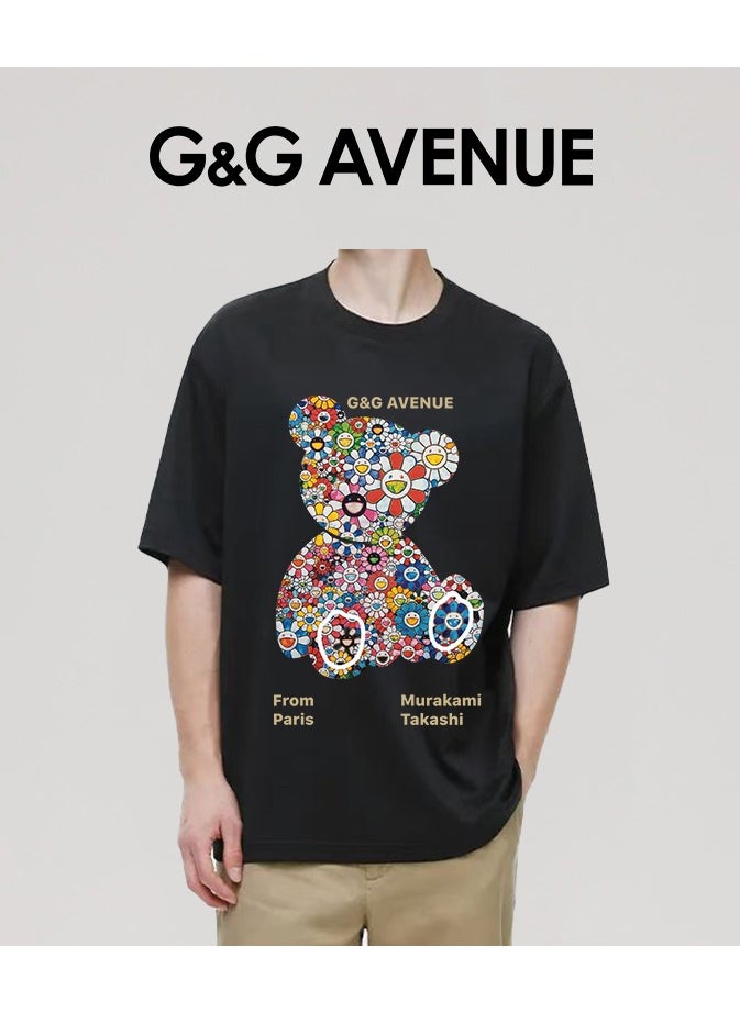G&G AVENUE - Heavy cotton fabric Unisex Exercise T-shirt, Gym Fitness Sports Short sleeved T-shirt, Round Neck Oversized - Image 1