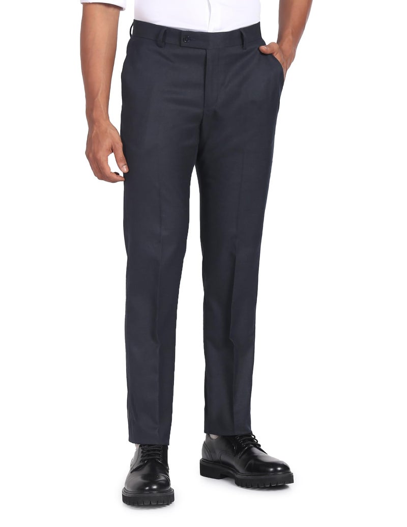 Arrow Solid Tailored Trousers Navy - Image 1