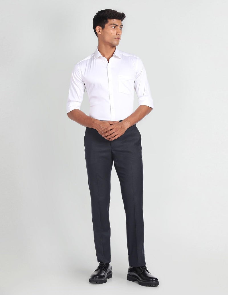 Arrow Solid Tailored Trousers Navy - Image 4