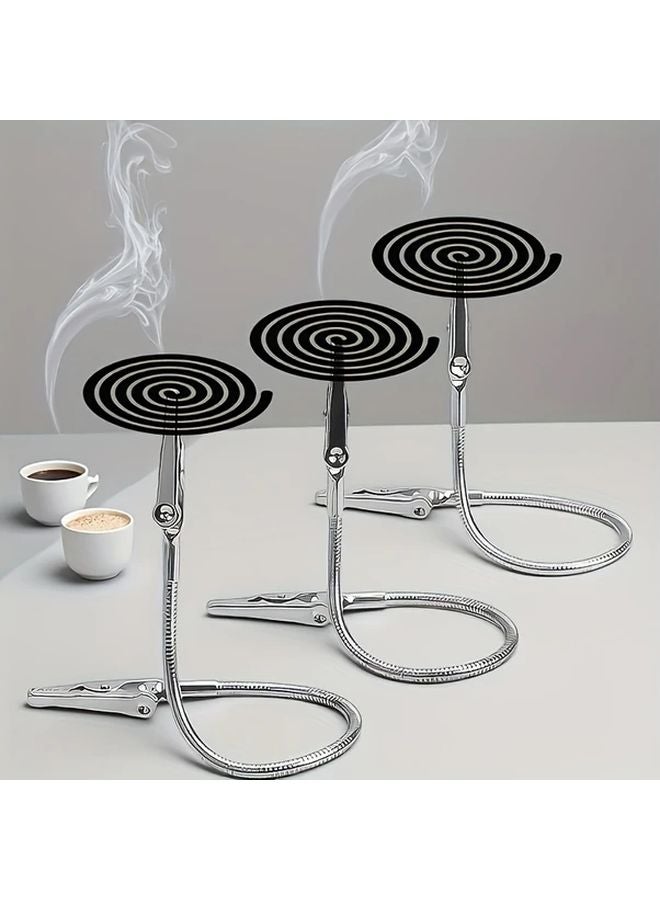 3pcs Crocodile Mouth Shaped Clip Stainless Steel Portable Vertical Mosquito Coil Holder - Image 2