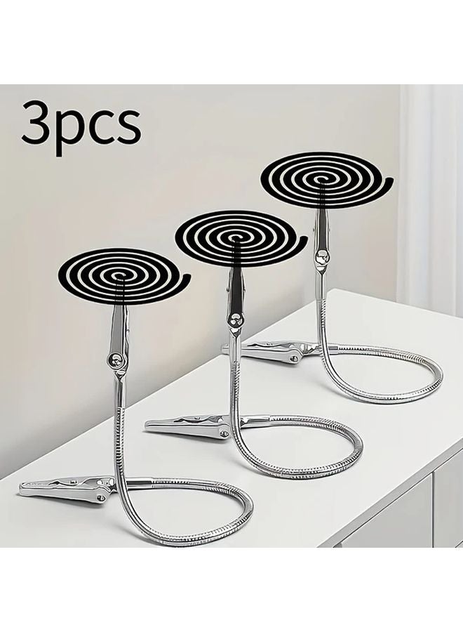 3pcs Crocodile Mouth Shaped Clip Stainless Steel Portable Vertical Mosquito Coil Holder - Image 5
