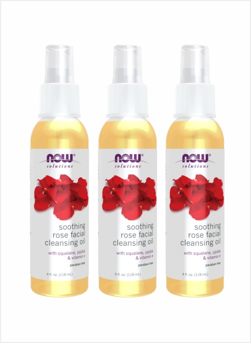 Now Essential Oils Soothing Rose Facial Cleansing Oil – 118ml (Pack of 3)