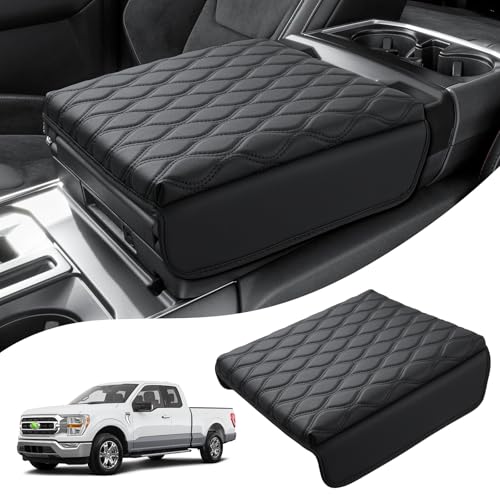 Autorder غطاء كونسول مركزي من أوتوردير لسيارة فورد F150 2021 2022 2023 2024 2025، غطاء وسادة مسند الذراع من جلد نابا، أغطية كونسول وسطية، وسادة كونسول F150، مضادة للخدش - Image 1