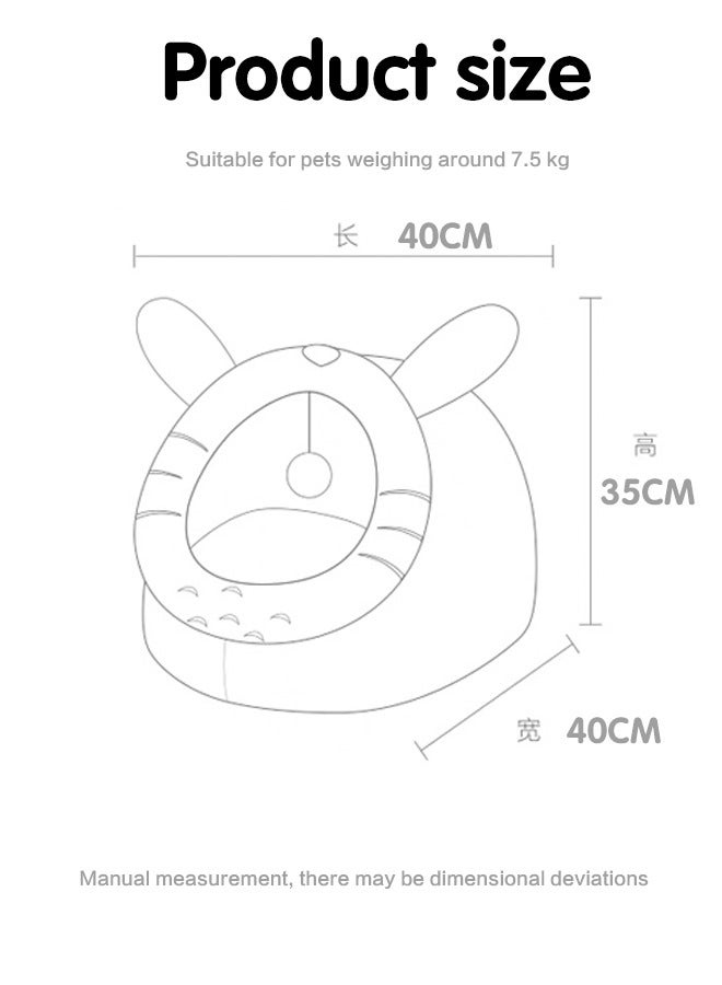 Generic Cat Bed Semi-Enclosed Cat Mattress Removable Washable Cat House Indoor Warm Comfortable Pet Cat Bed Pet Nest Pet Mattress Cat Mattress, Dome Pad Soft Sleep （L）  - Image 2